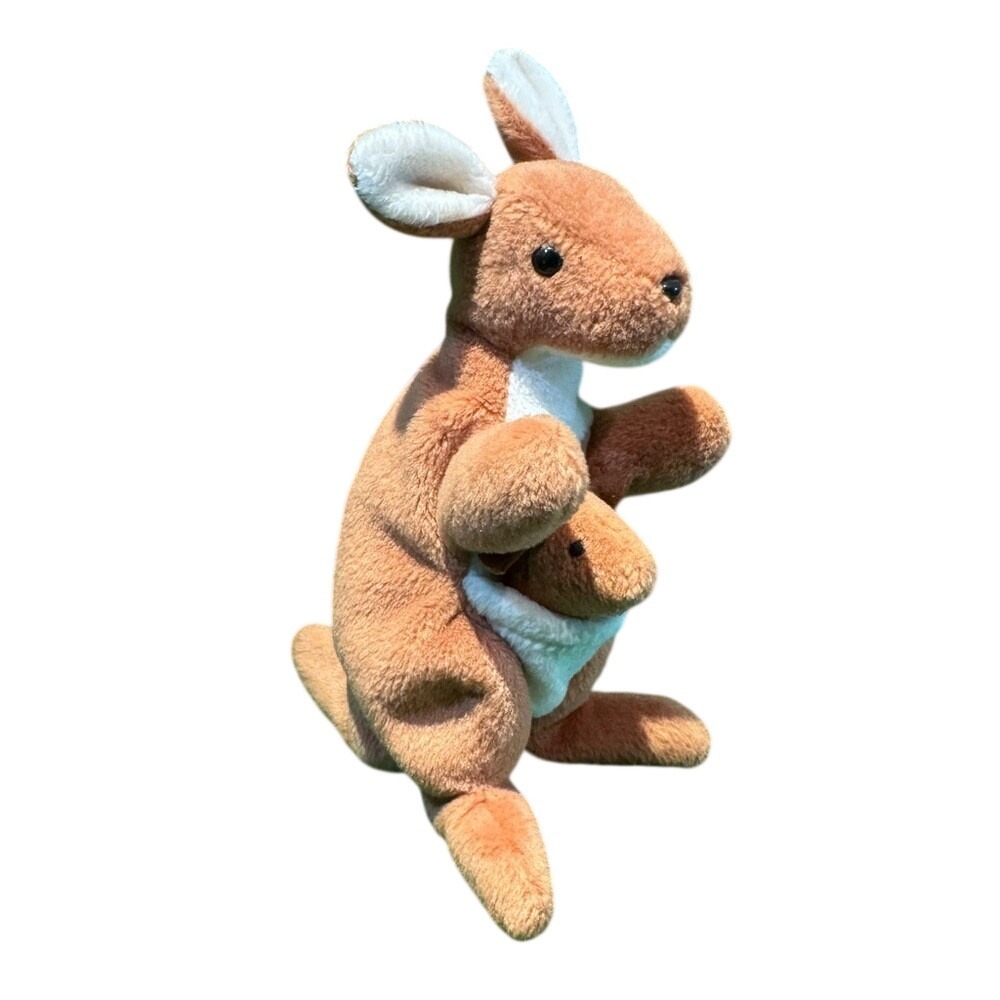 Ty Beanie Baby Pouch the Kangaroo Tan Plush Collectible with Joey 1996 Tag